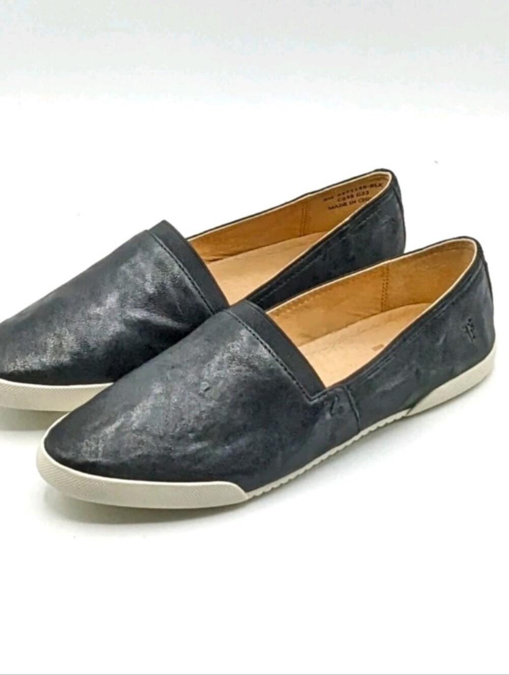 FRYE “Melanie” Women’s Slip-On Leather Sneaker (Black) Flat Ballet Shoe 8.5M